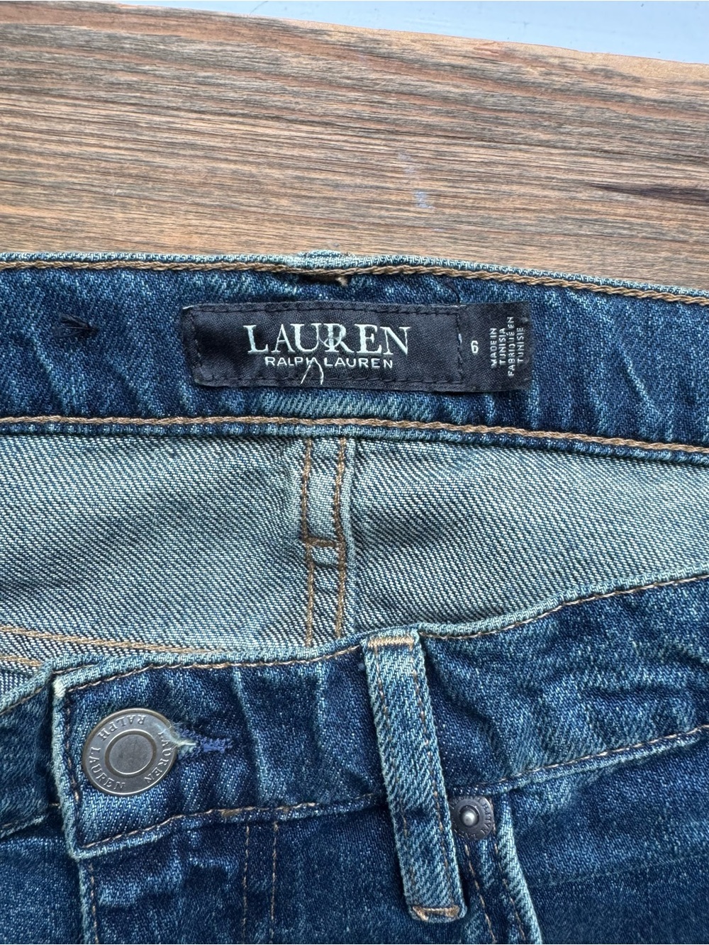 Lauren Ralph Lauren Womens Lace Patchwork Relaxed Tapered Jeans in Indigo Sz 6 - Picture 9 of 11